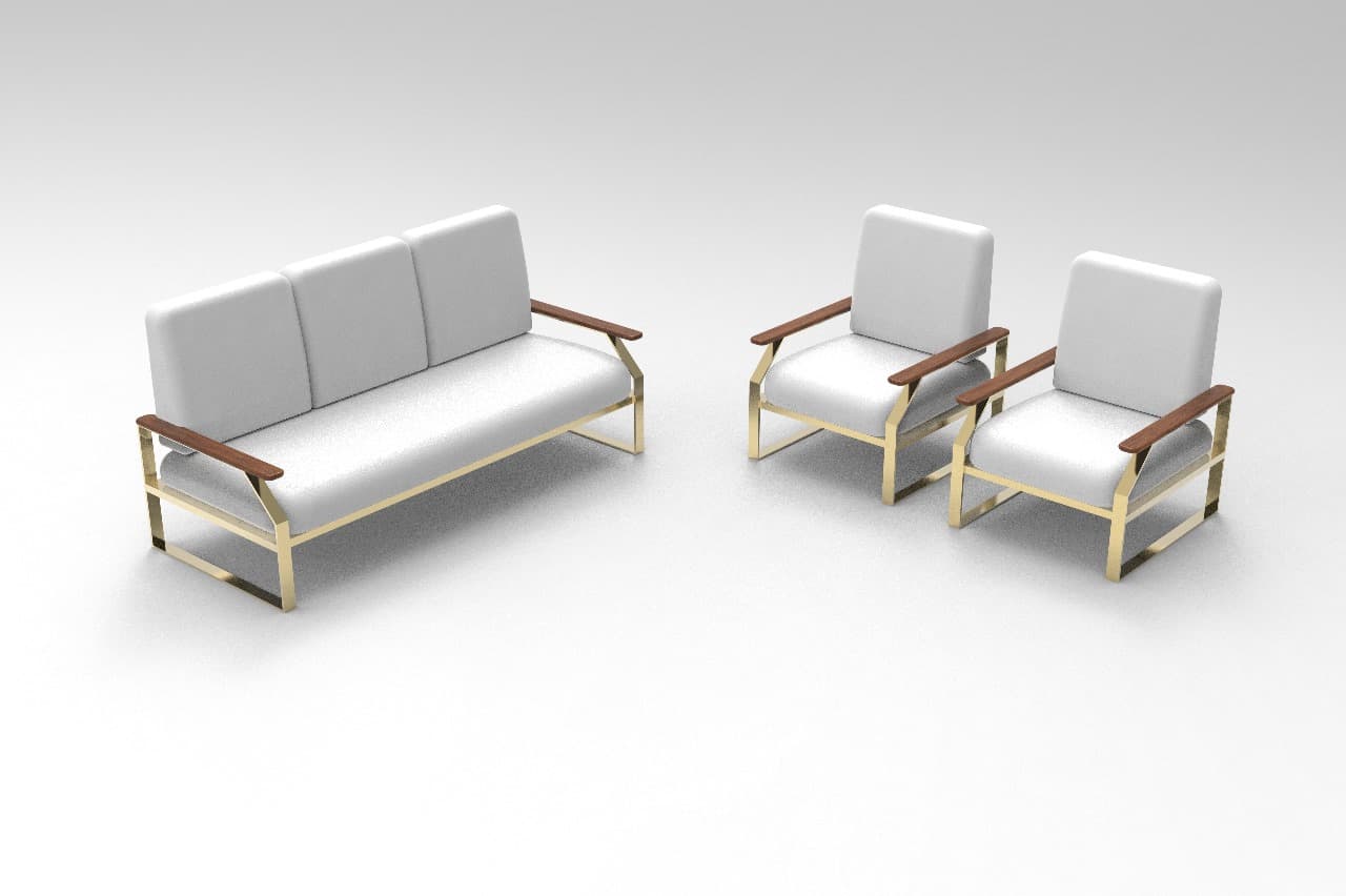 Brass-frame sofa set
